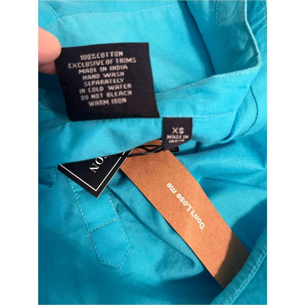 NWT Madison Mathews Turquoise Cotton Poplin Tunic Top Oversized XS - Picture 5 of 6